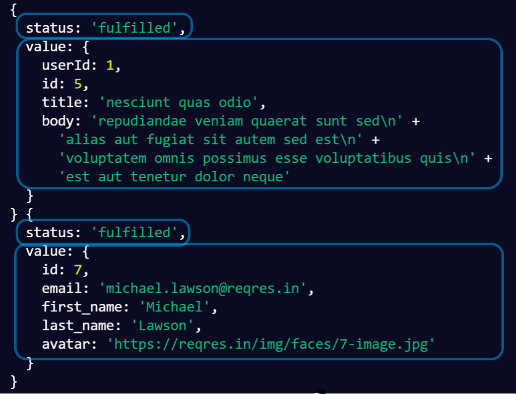 Promise allSettled result