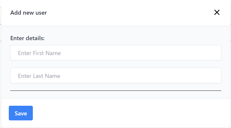 popup for add a user to our library.