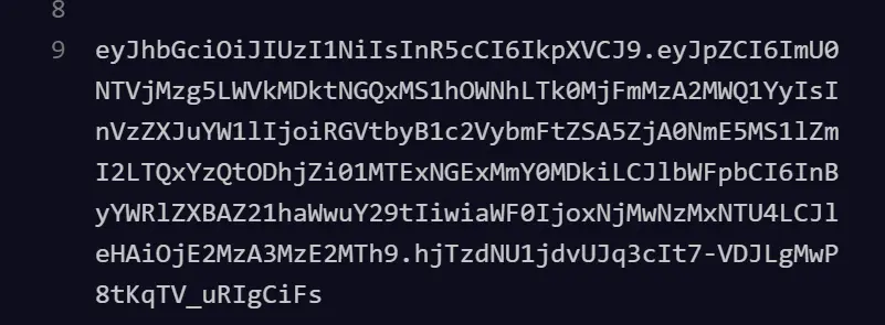 response from the server on login